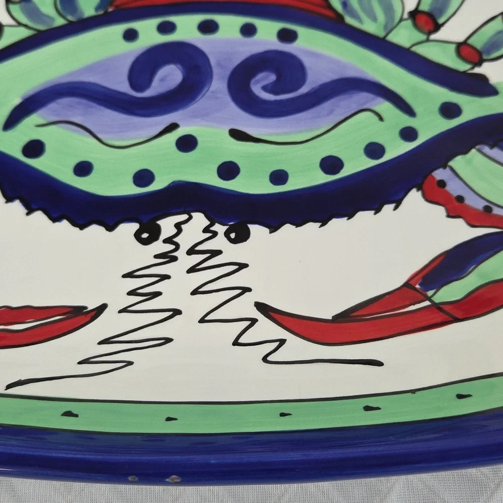 Caffco International DANA WHITTMAN Artist. MULIICOLOR CERAMIC PLATTER. - Picture 5 of 16